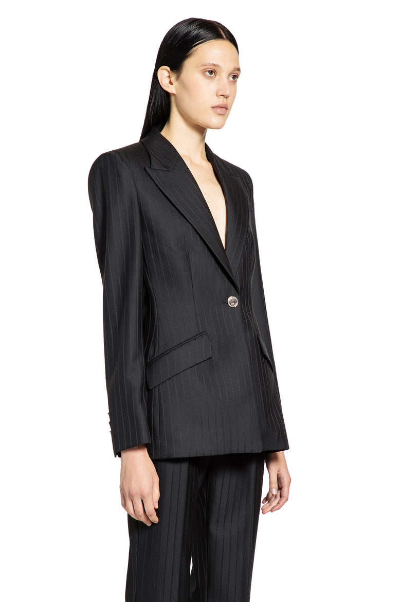 Wool Pinstripe DV Blazer