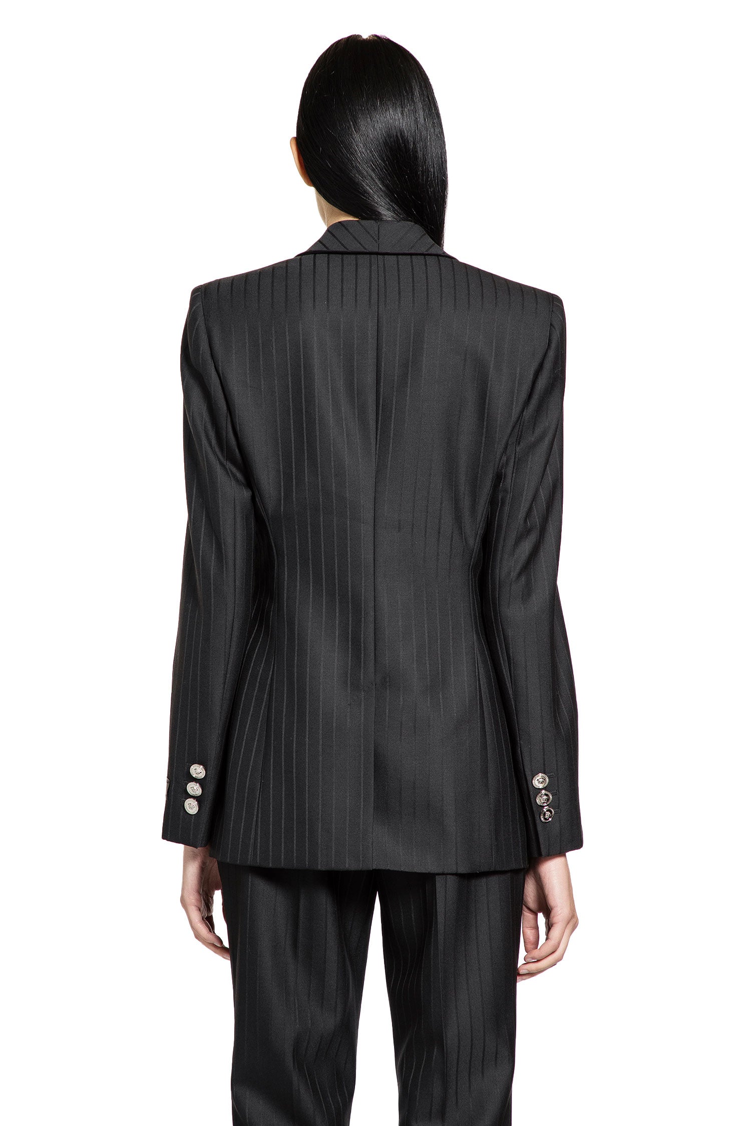Wool Pinstripe DV Blazer