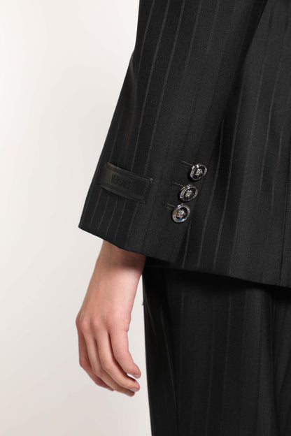 Wool Pinstripe DV Blazer