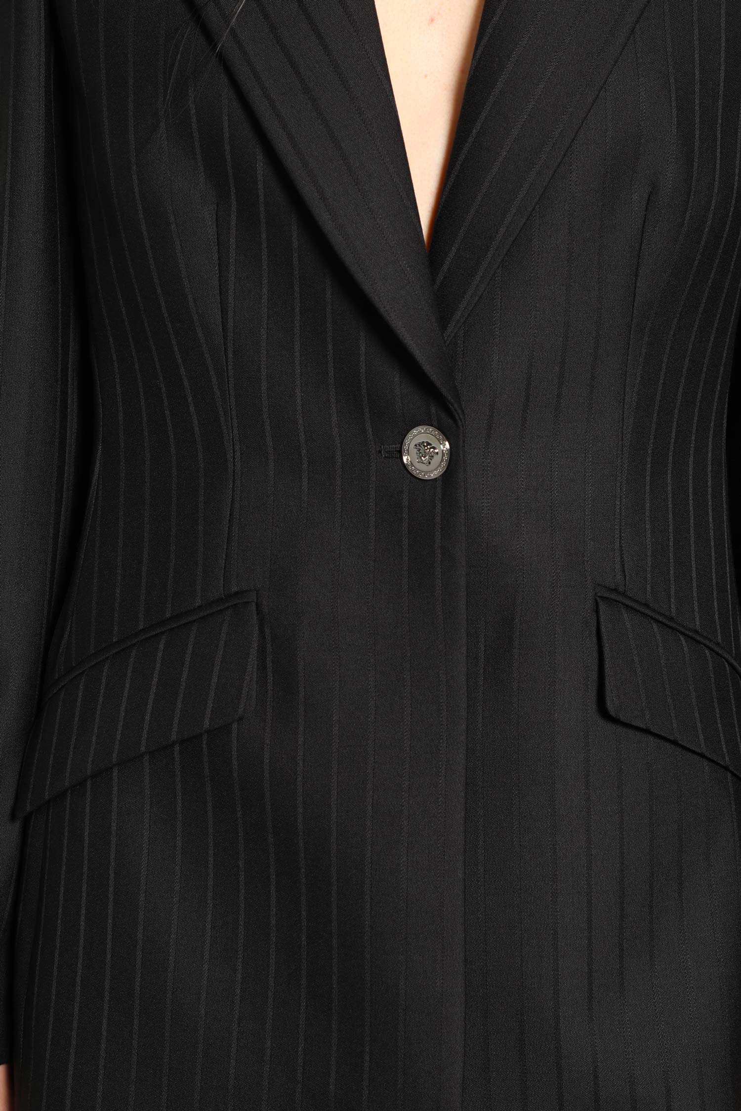 Wool Pinstripe DV Blazer