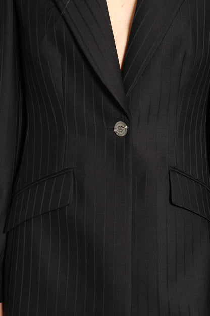 Wool Pinstripe DV Blazer