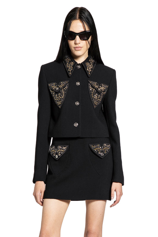 Studded Wool Crop Jacket - Antonioli.eu