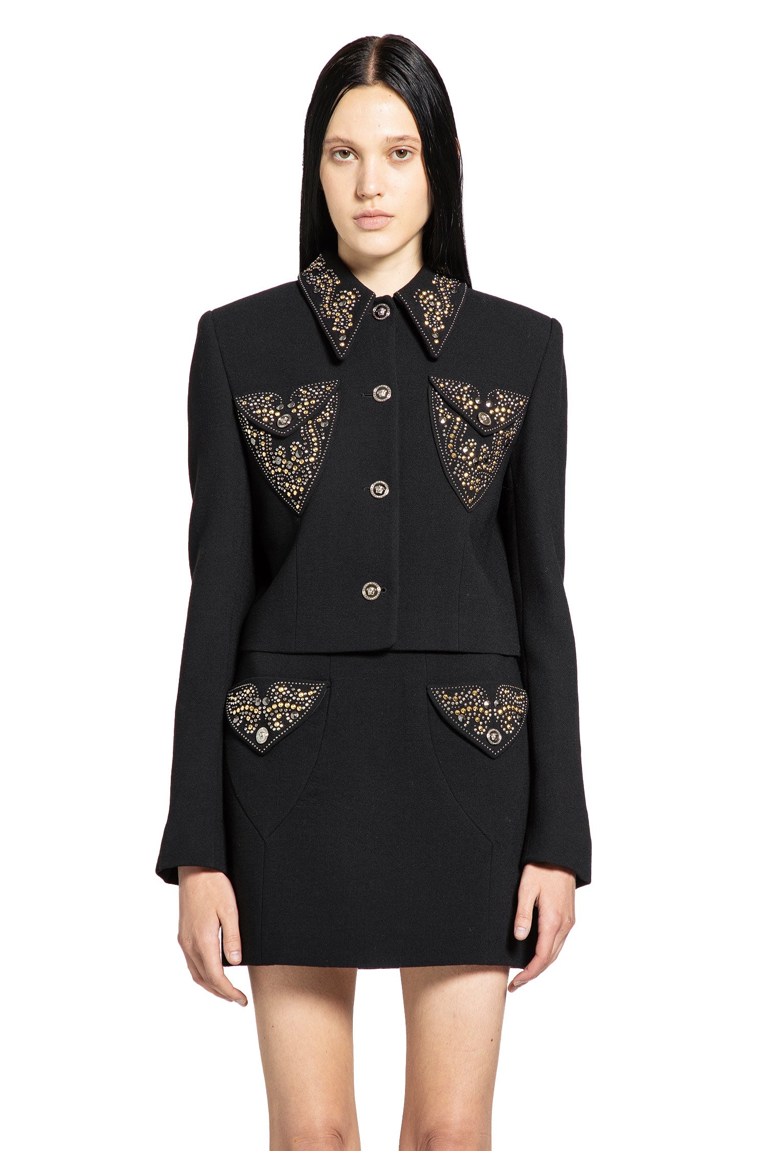 Studded Wool Crop Jacket
