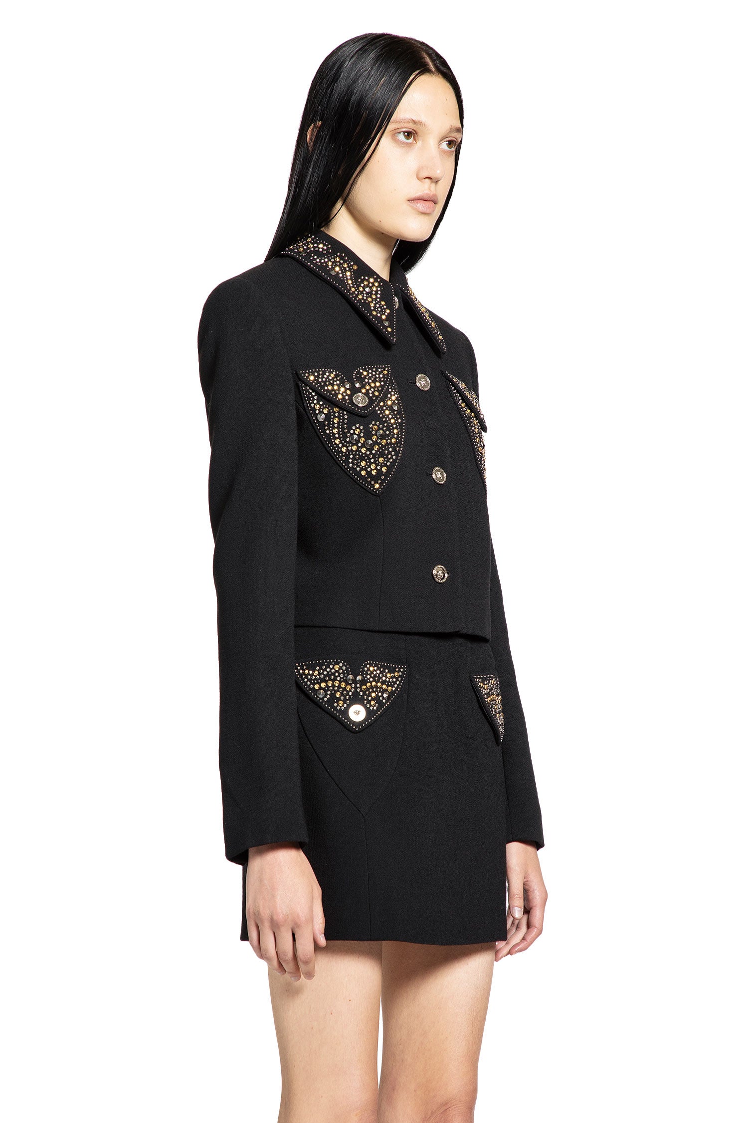 Studded Wool Crop Jacket