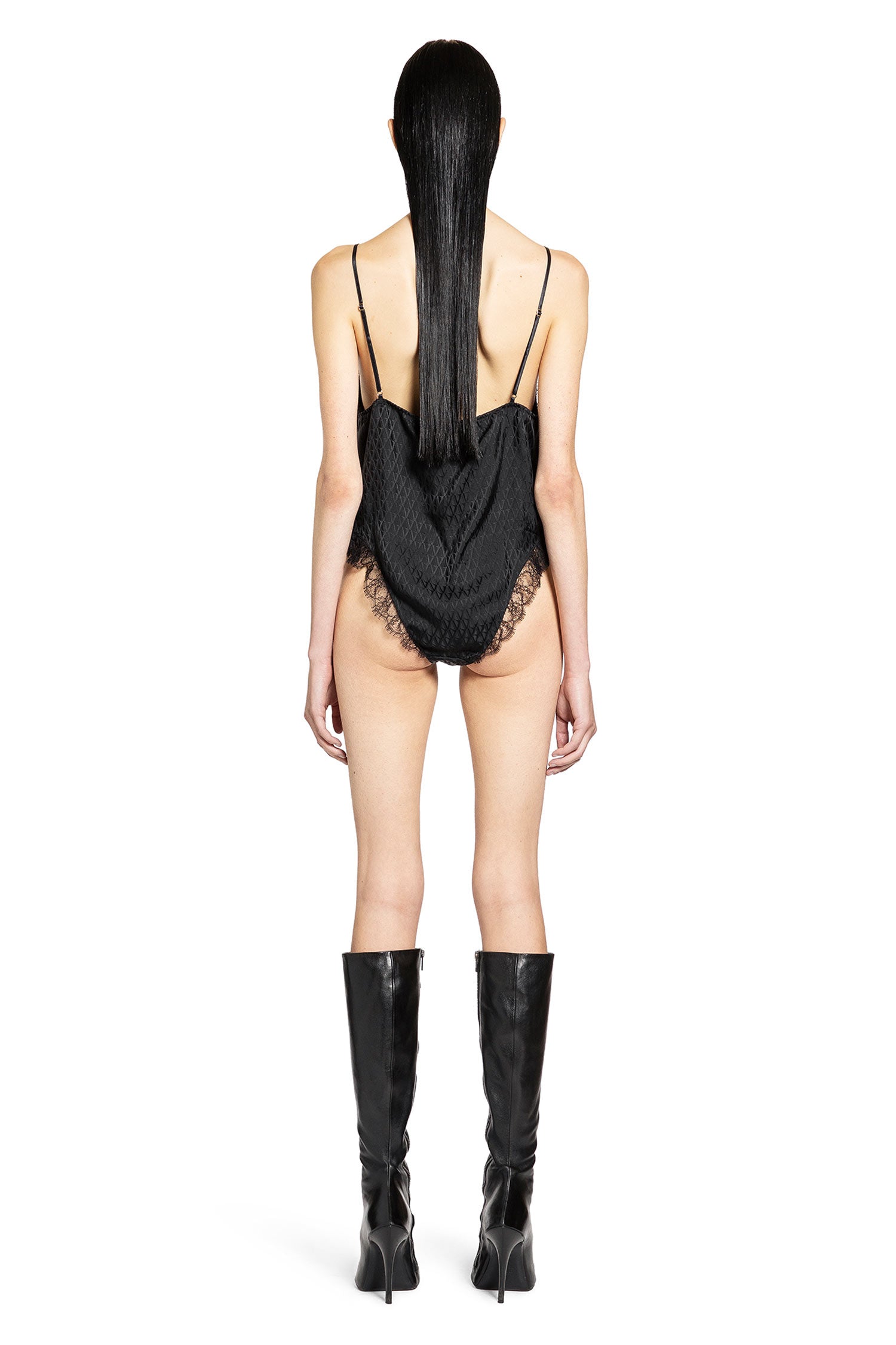 V All Over Jacquard Silk Bodysuit