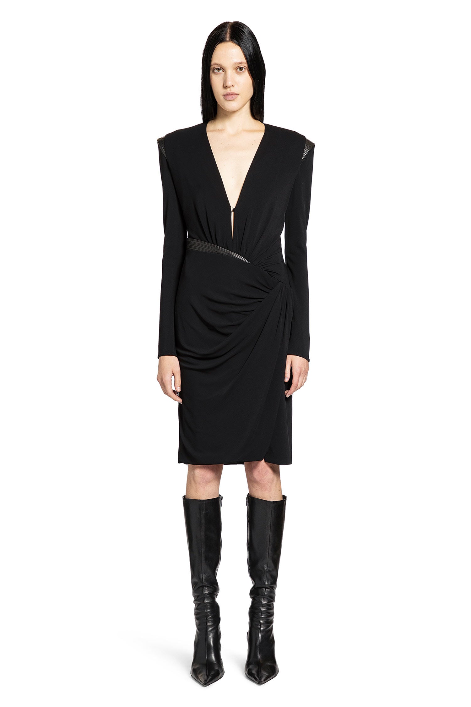 Deep V-neck Crêpe Mini Dress