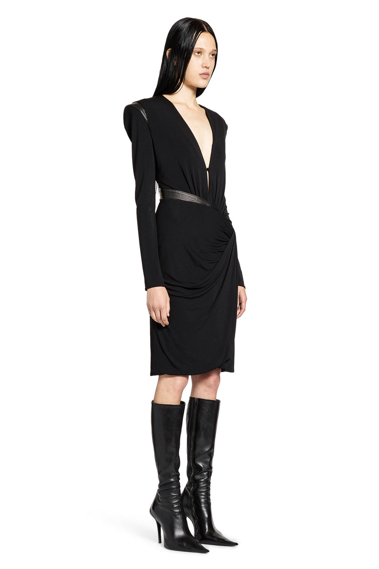 Deep V-neck Crêpe Mini Dress