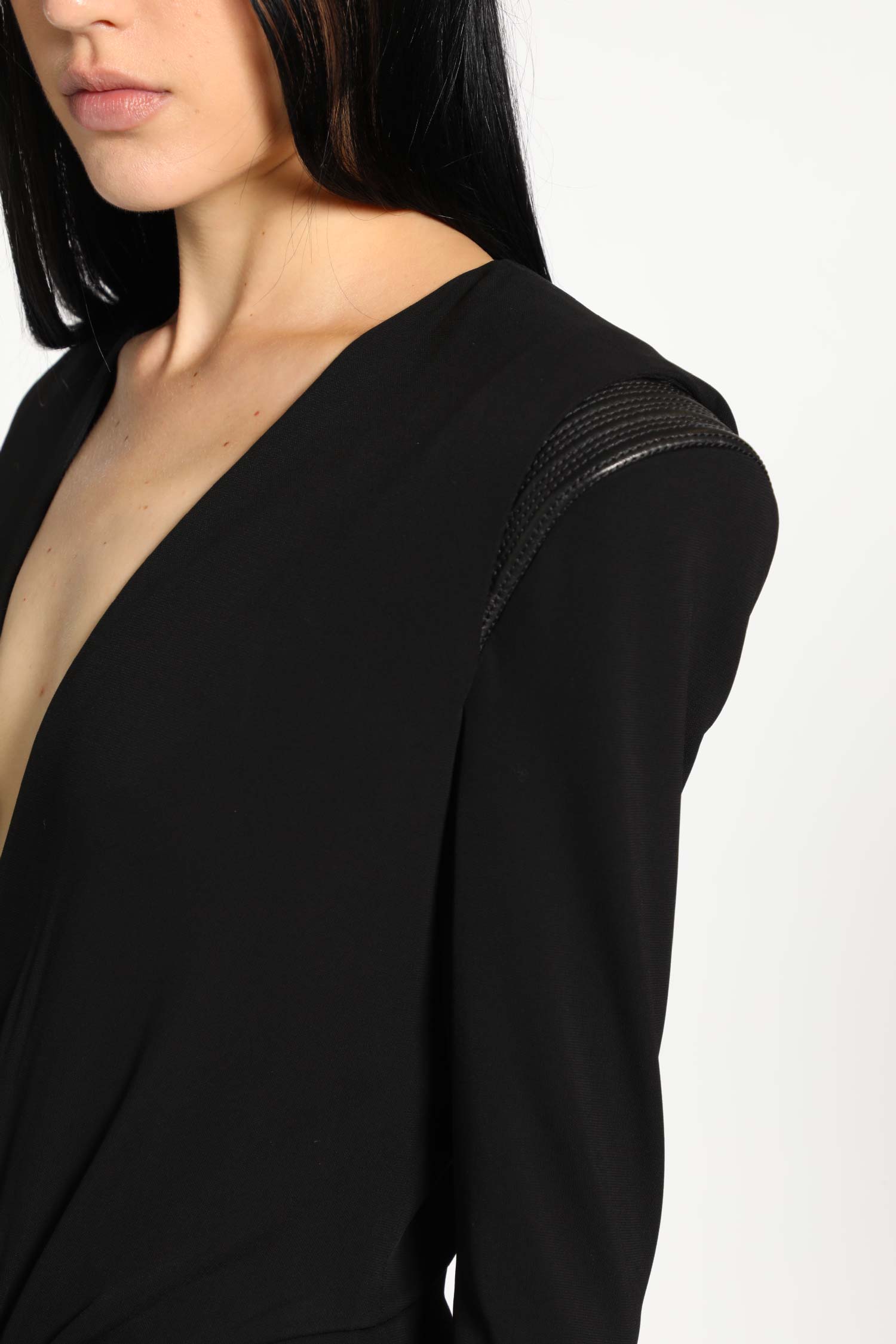 Deep V-neck Crêpe Mini Dress