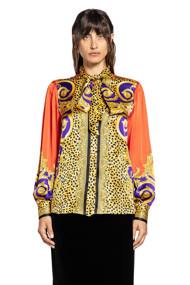 Cheetah Barocco Silk Lavallière Shirt