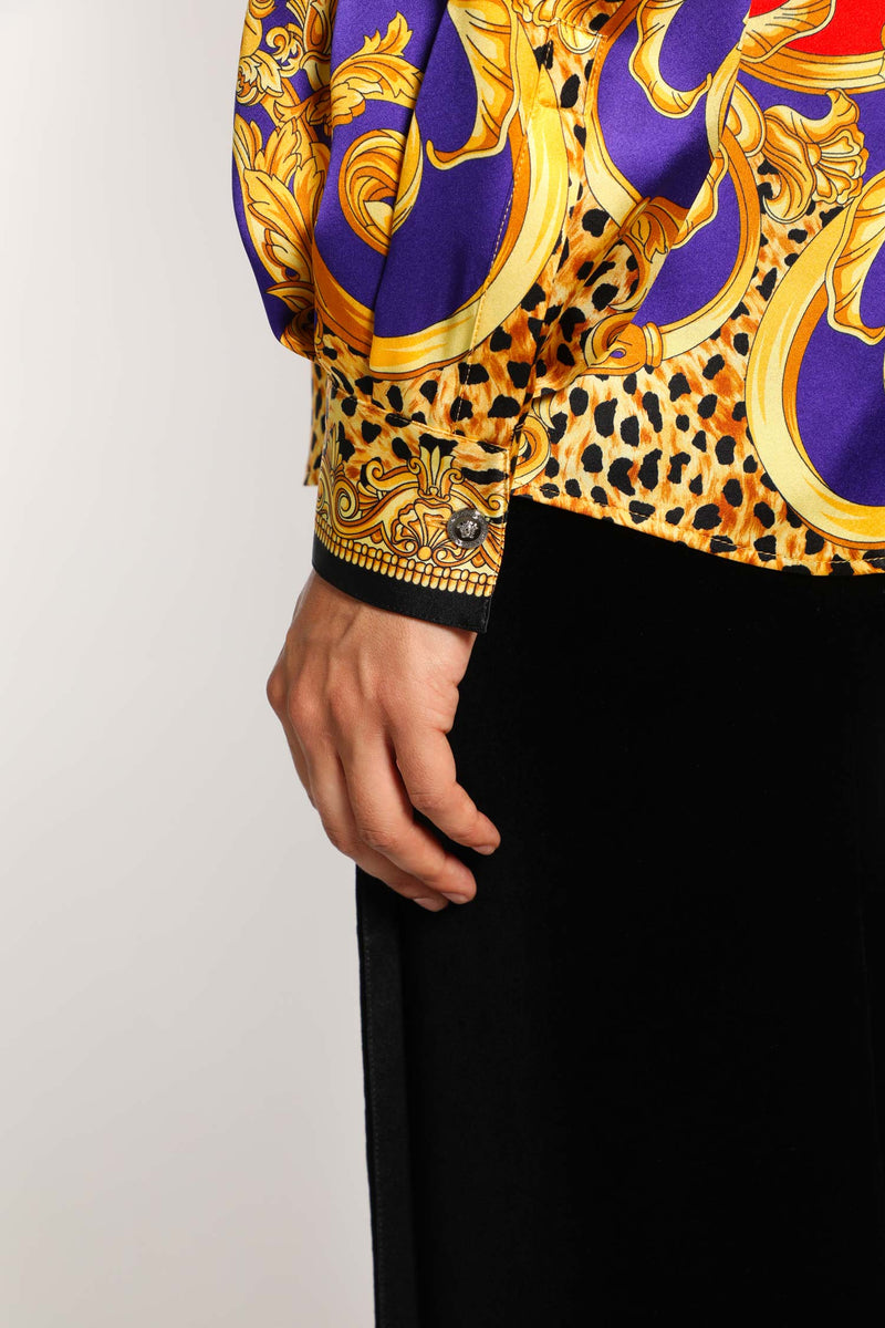 Cheetah Barocco Silk Lavallière Shirt - Antonioli.eu