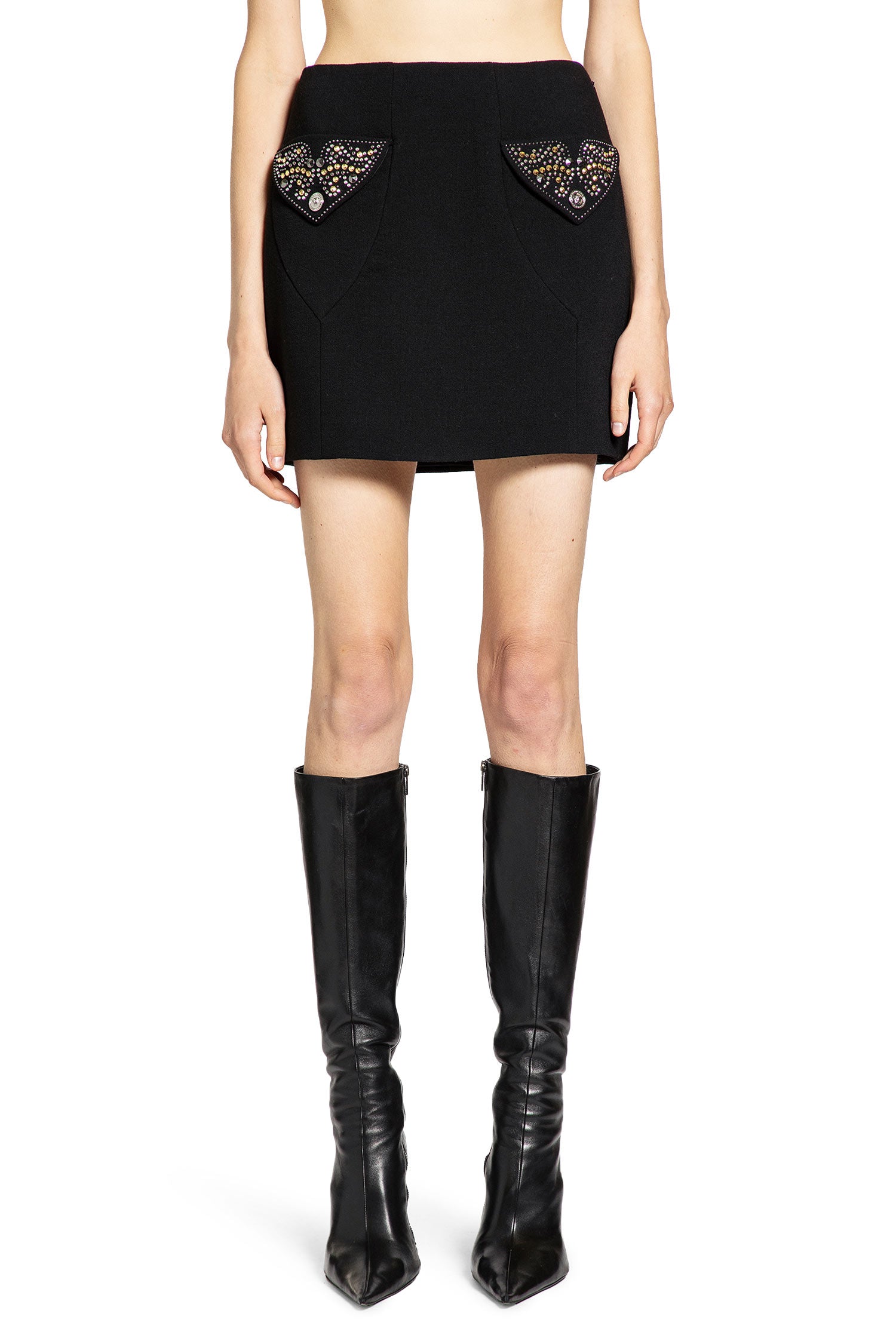 Studded Wool Mini Skirt
