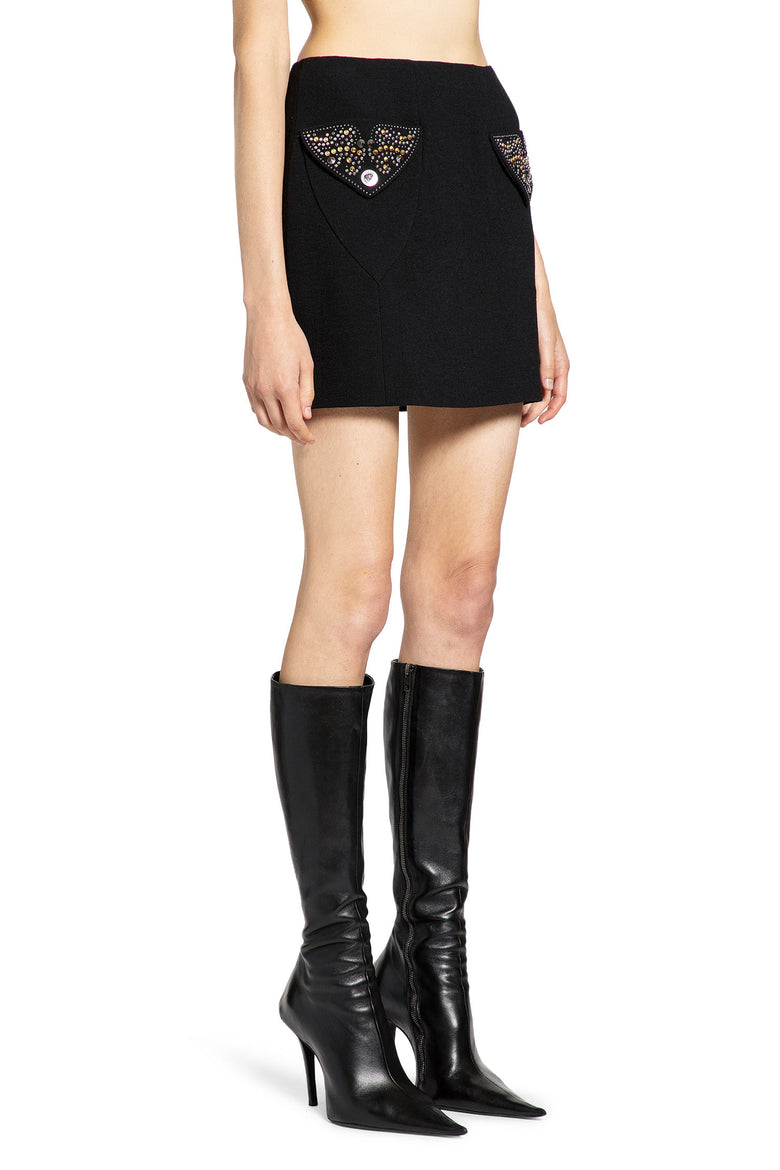 Studded Wool Mini Skirt