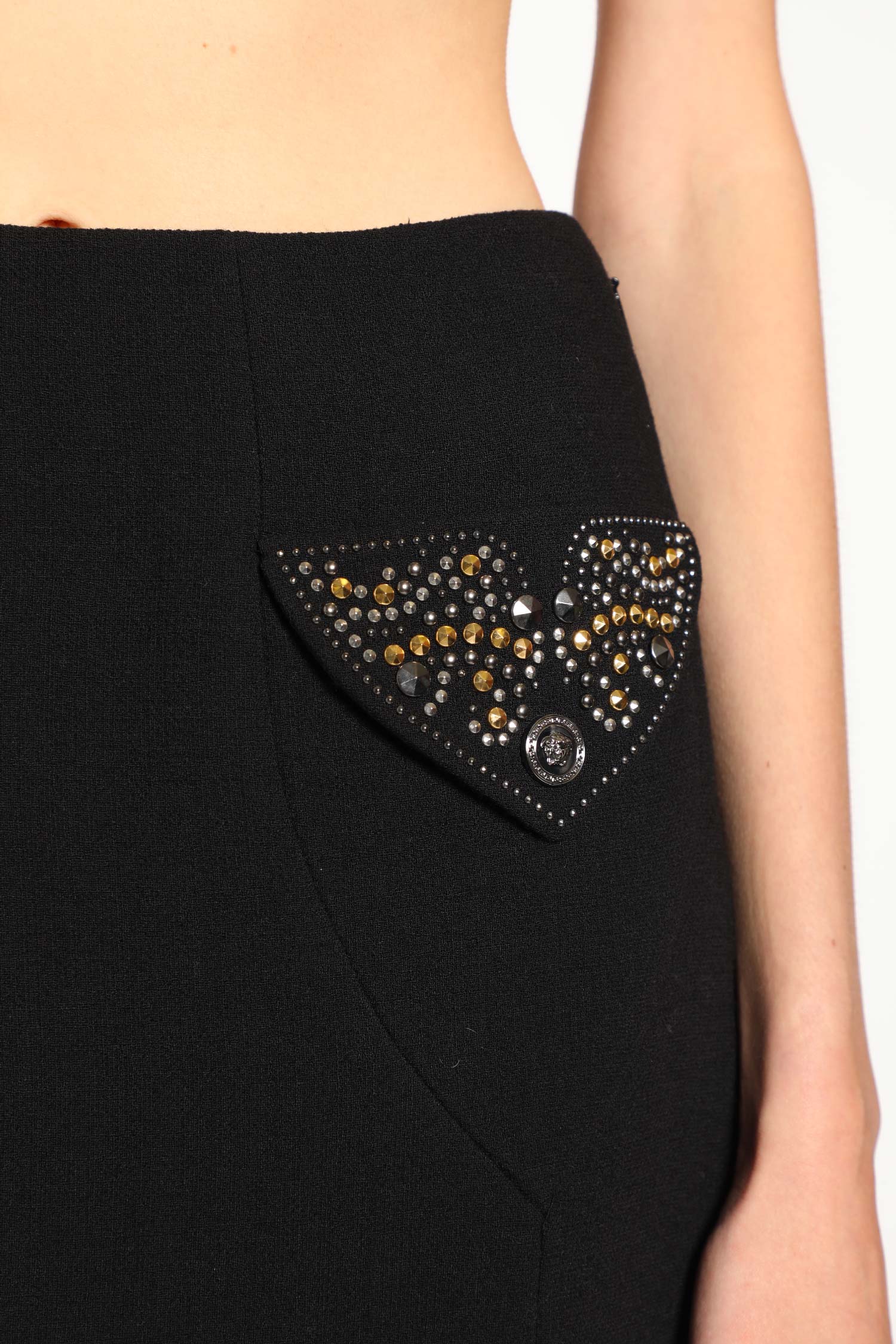 Studded Wool Mini Skirt