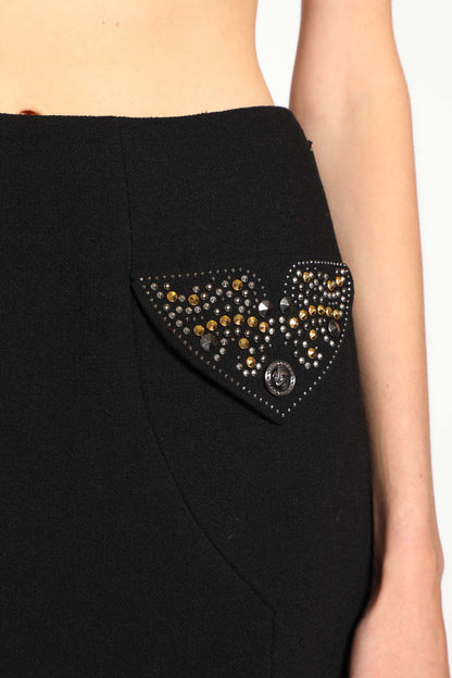 Studded Wool Mini Skirt