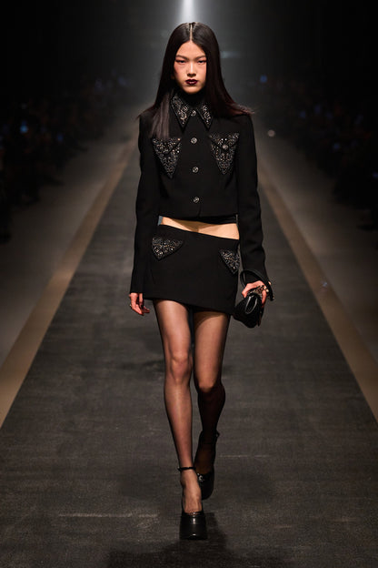 Studded Wool Mini Skirt