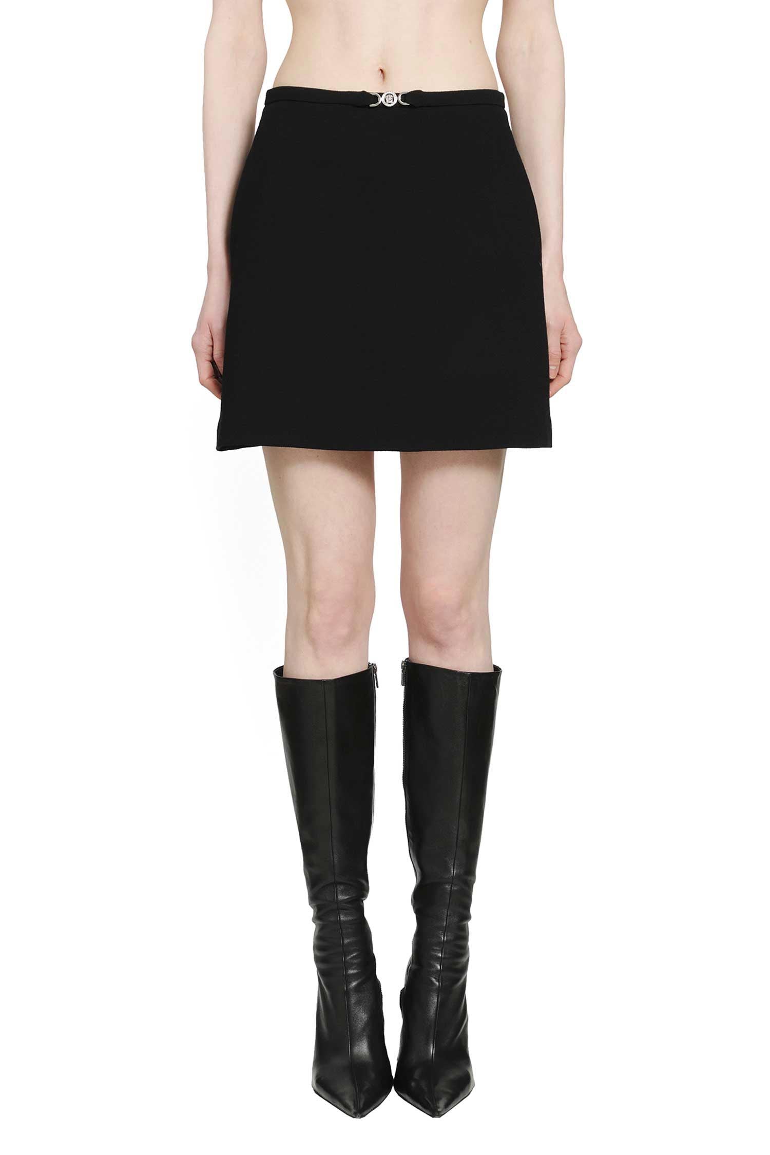 Double Wool Crepe A-Line Mini Skirt