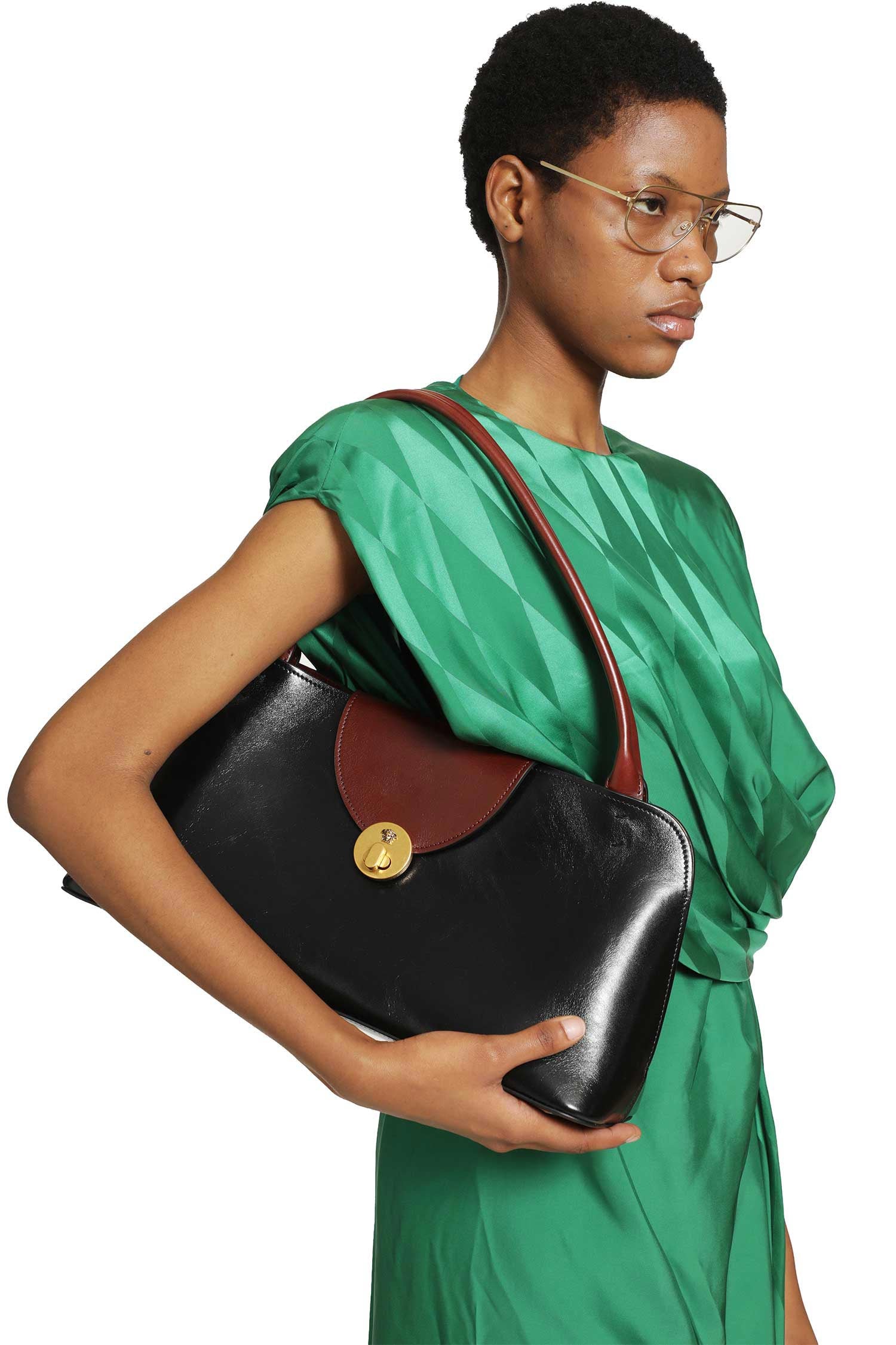 VERSACE Vivian Leather East/West Shoulder Bag woman