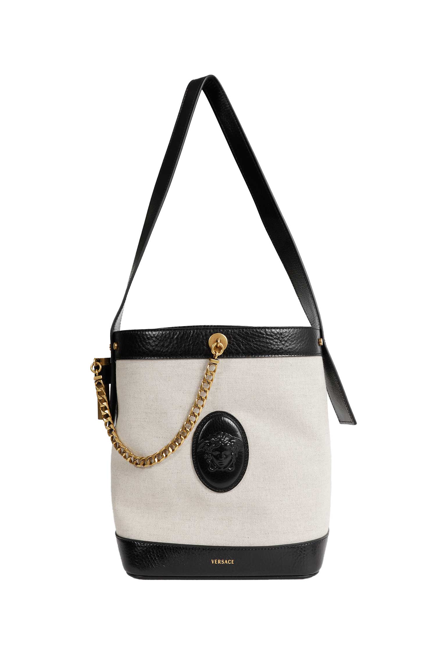 VERSACE Pivot Small Canvas Bucket Bag woman