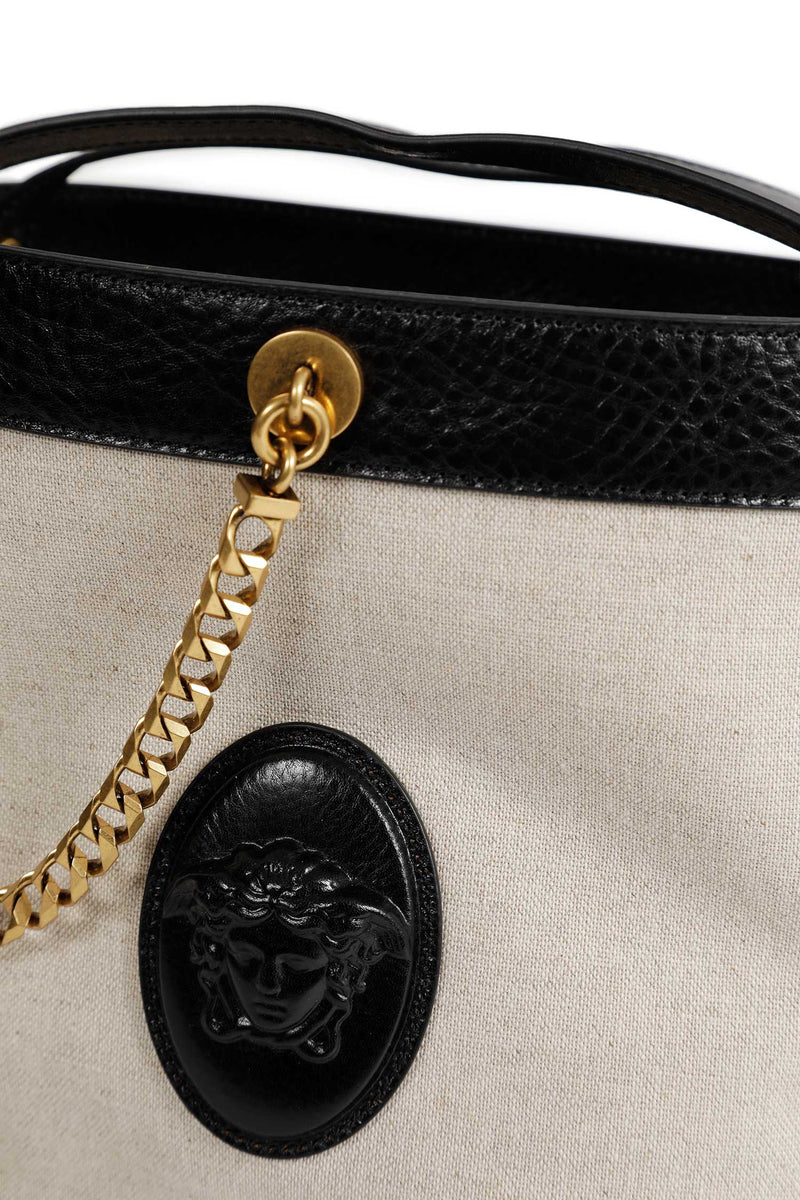 VERSACE Pivot Small Canvas Bucket Bag woman