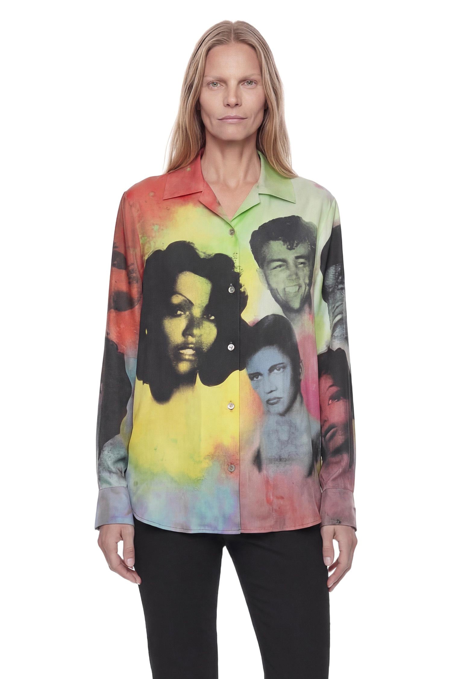 VERSACE Printed Silk Twill Slim Shirt woman