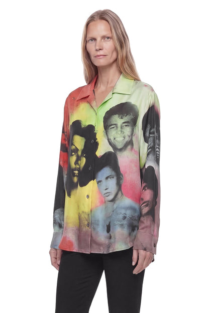 Printed Silk Twill Slim Shirt