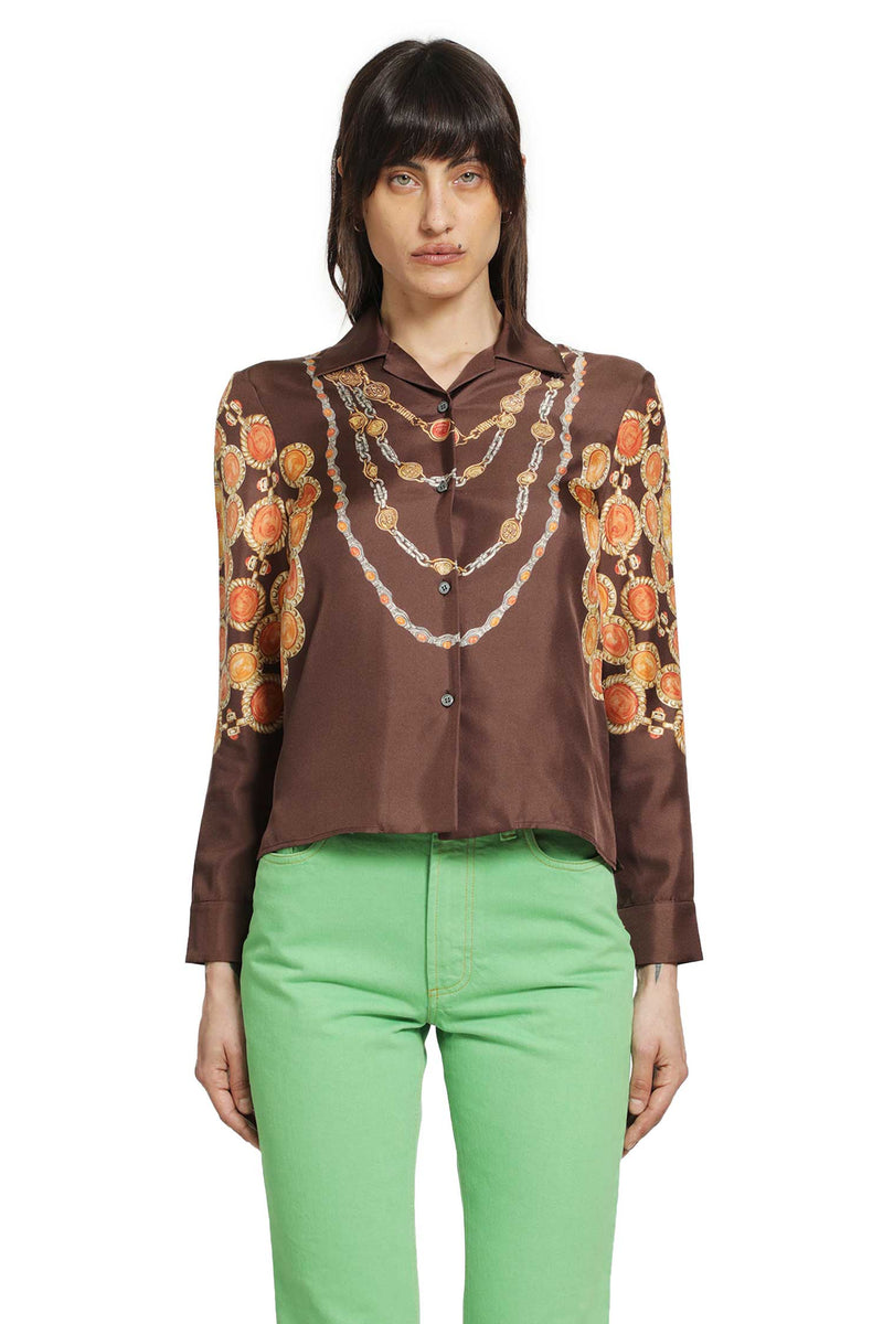 VERSACE Printed Silk Twill Shirt woman
