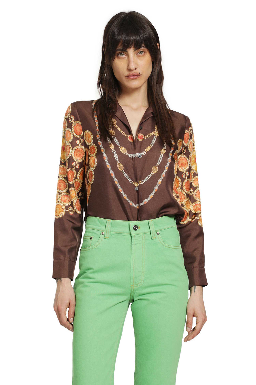 VERSACE Printed Silk Twill Shirt woman