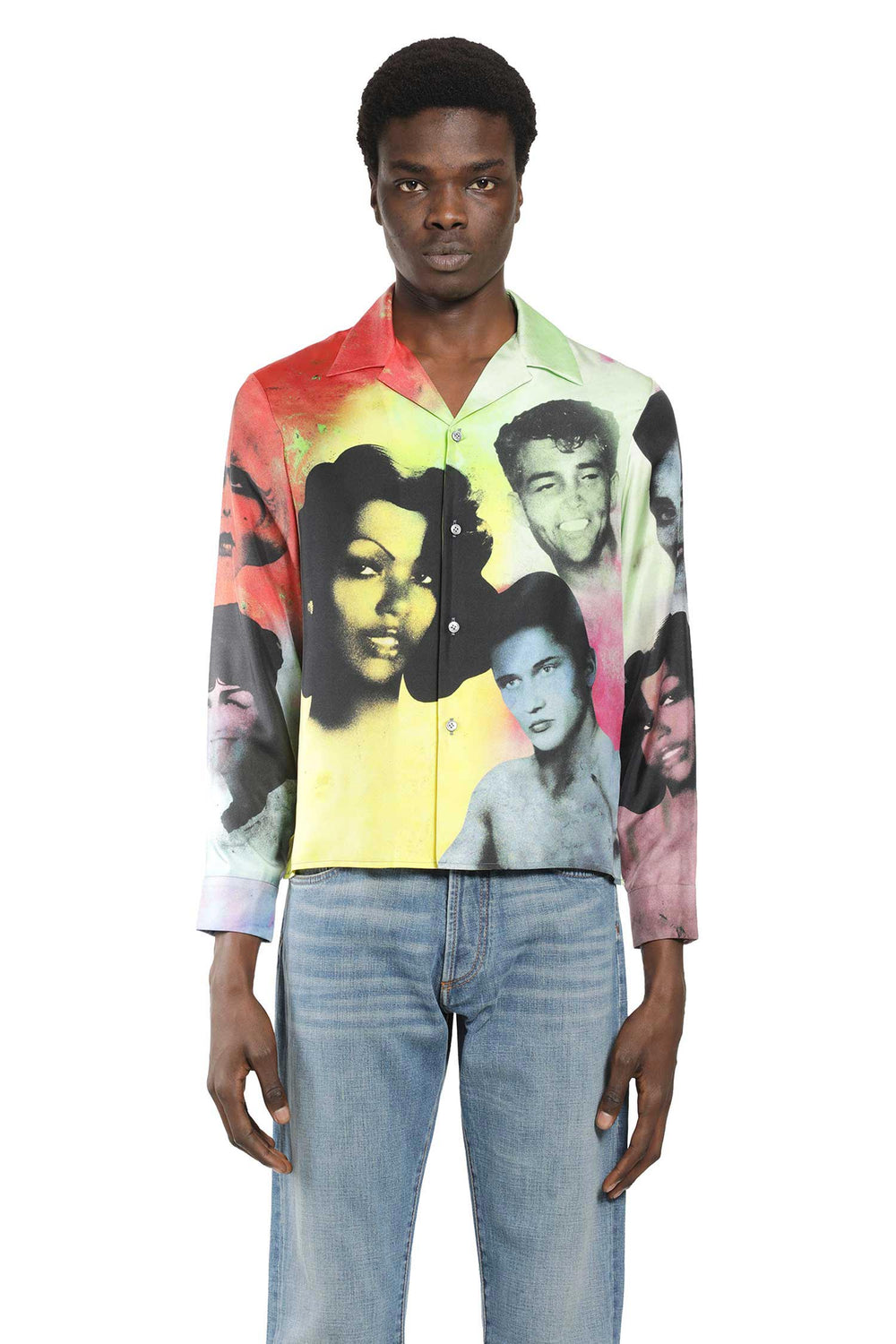 VERSACE Printed Silk Twill Slim Shirt man