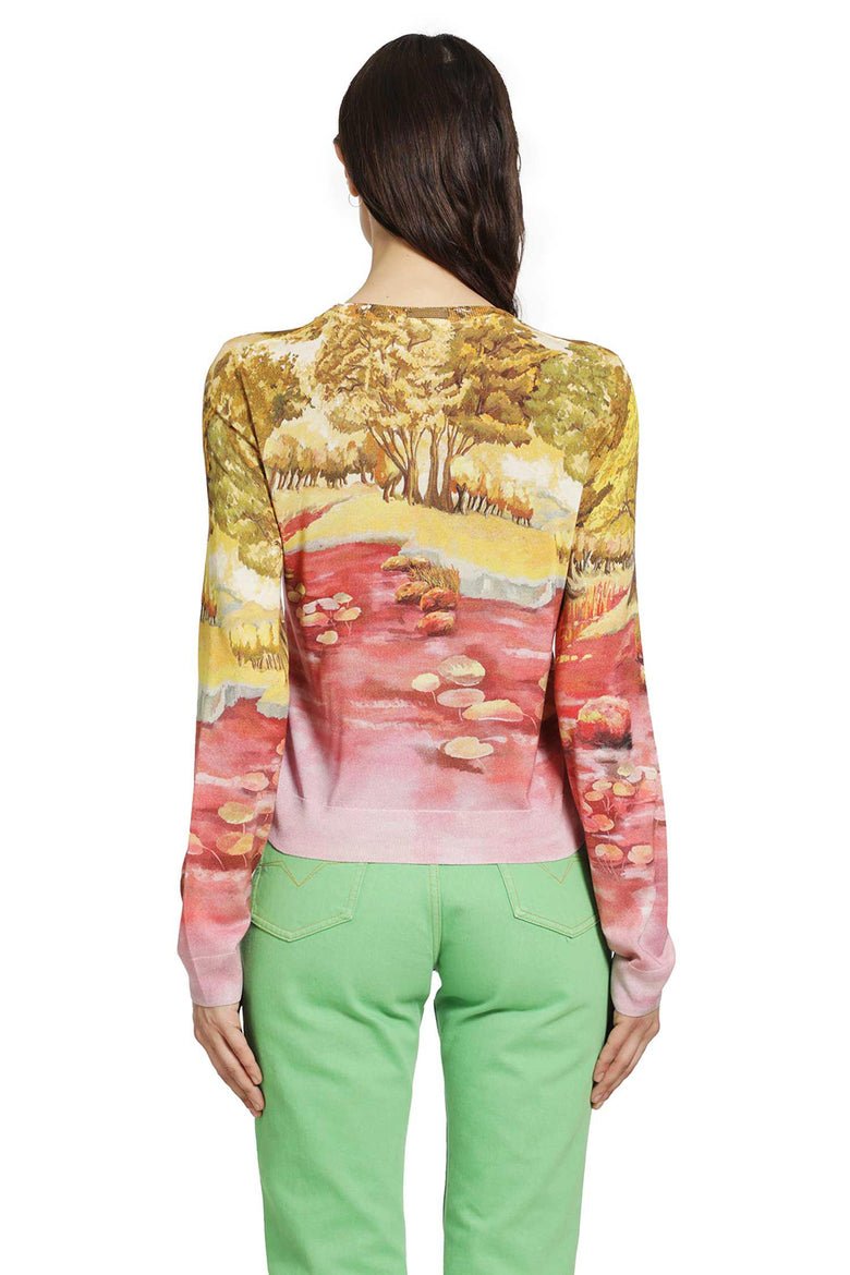 VERSACE Printed Silk Knit cardigan woman