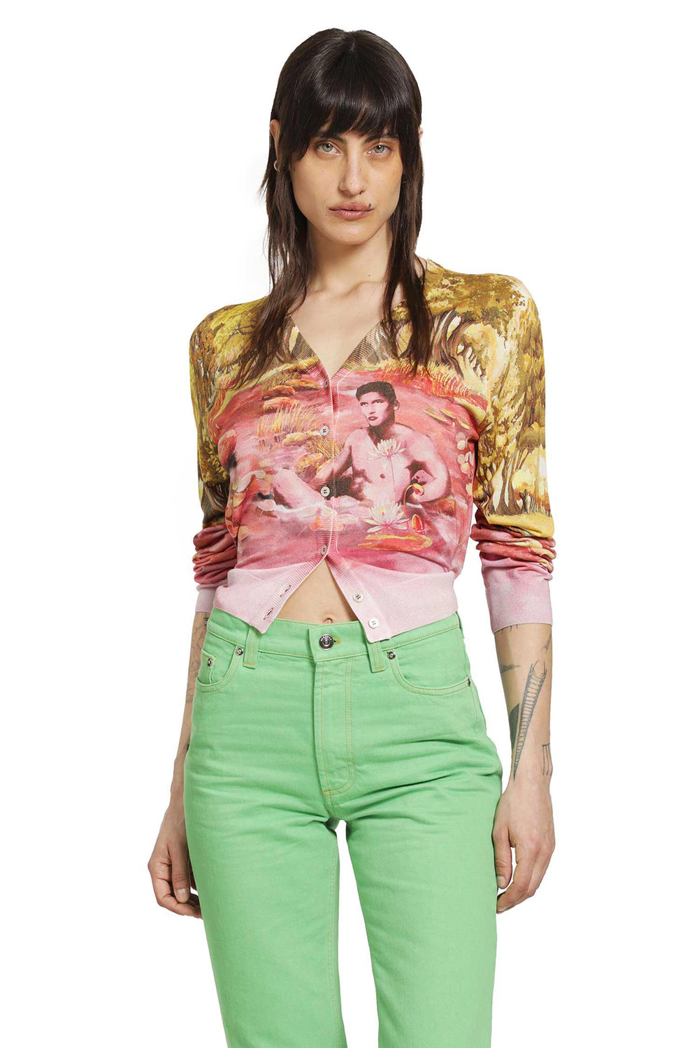 VERSACE Printed Silk Knit cardigan woman