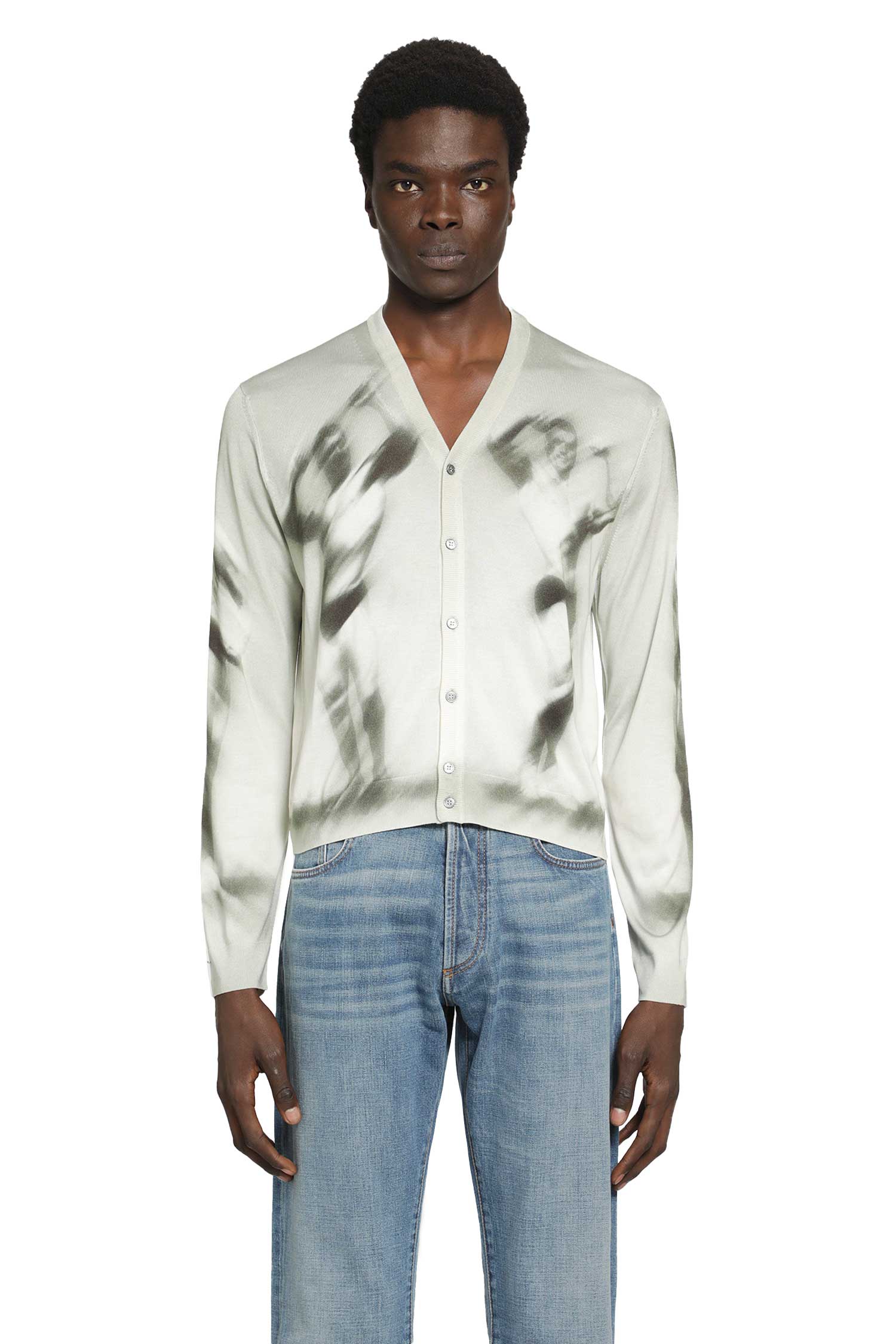 Printed Silk-Knit Cardigan