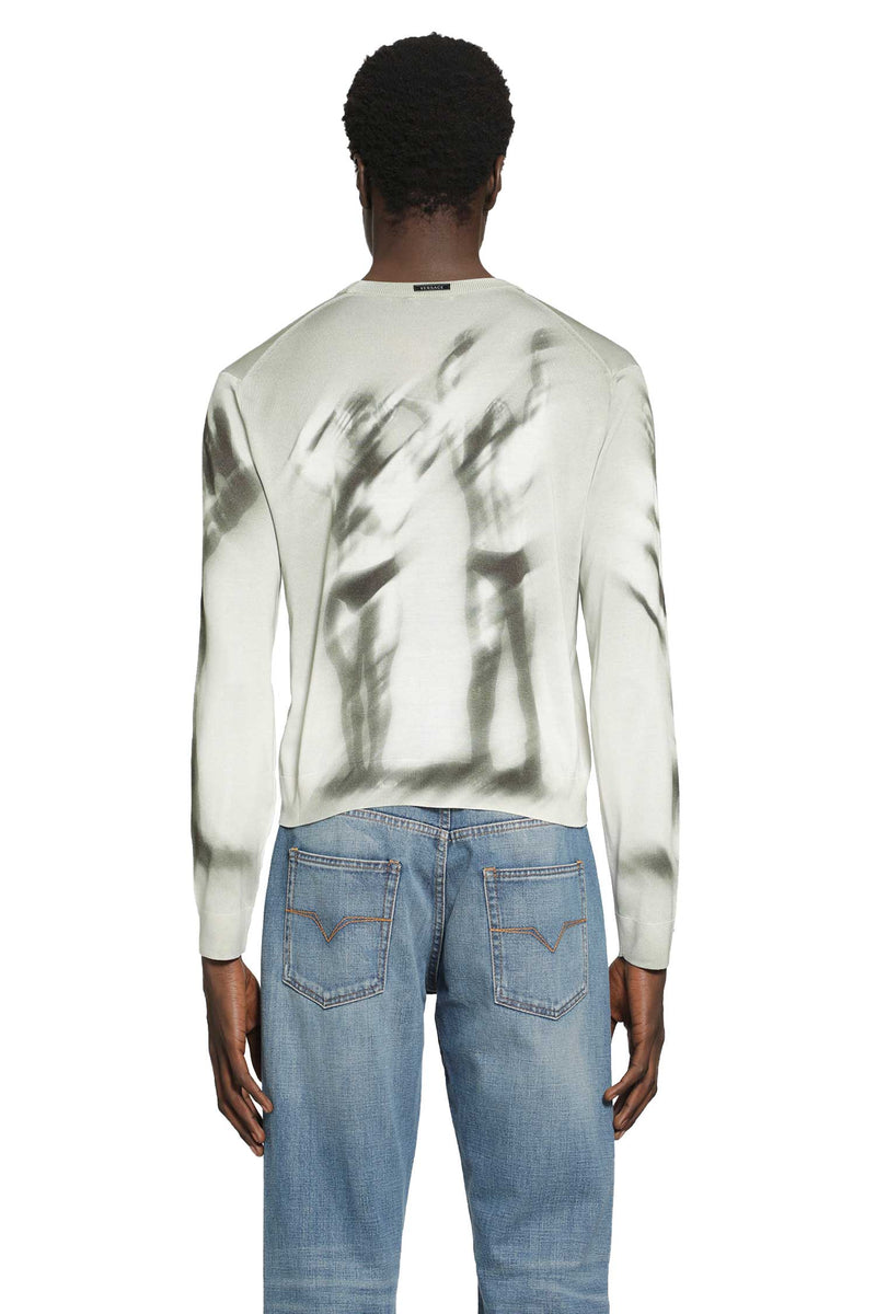 VERSACE Printed Silk-Knit Cardigan man