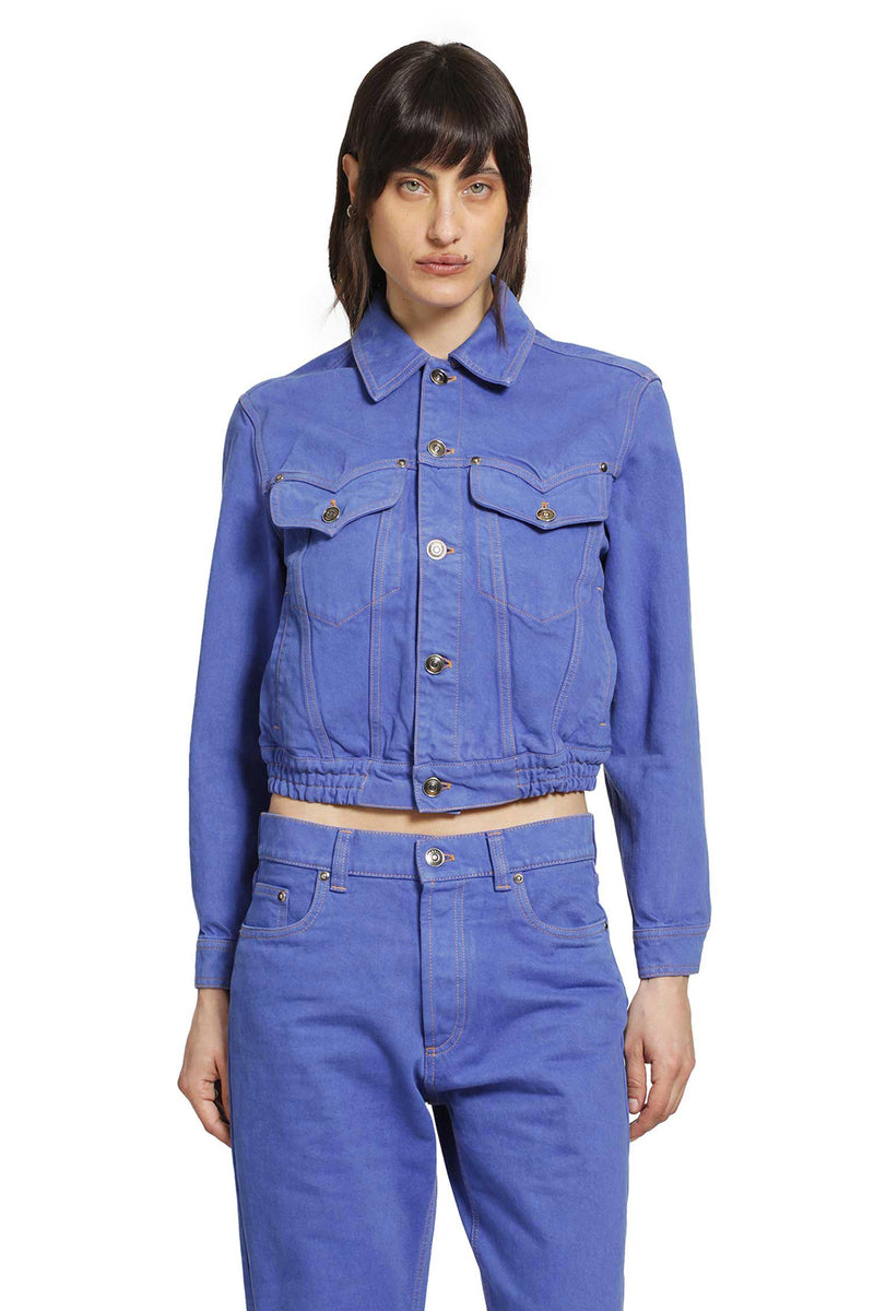 VERSACE VERSACE WOMAN BLUE JACKETS woman