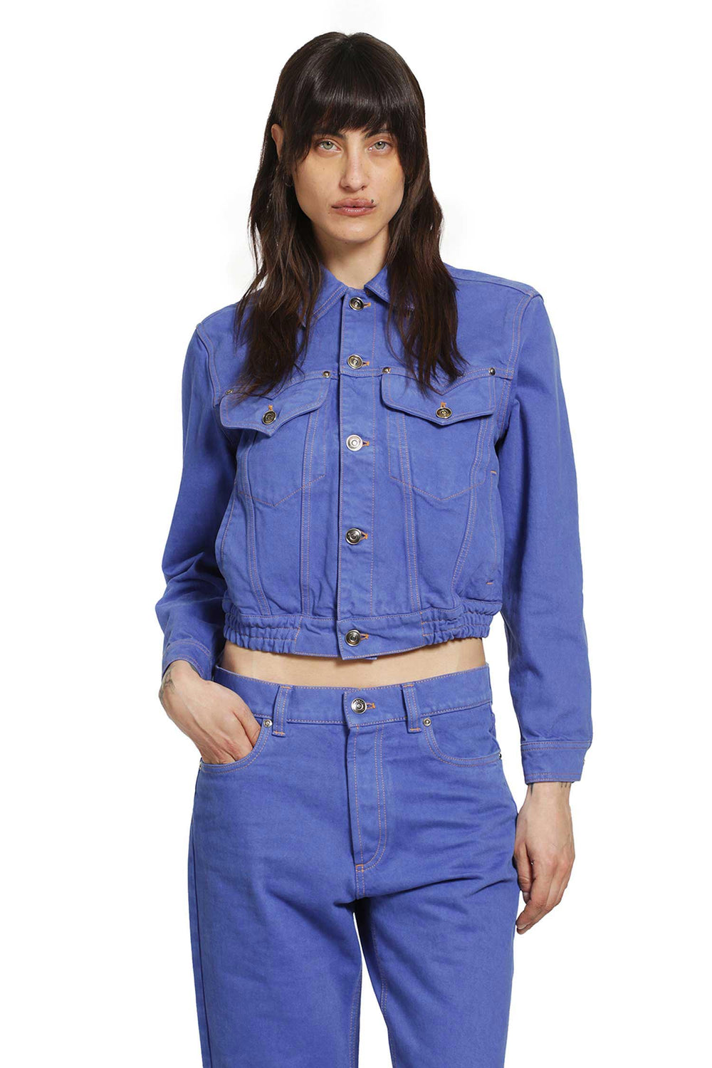 VERSACE VERSACE WOMAN BLUE JACKETS woman