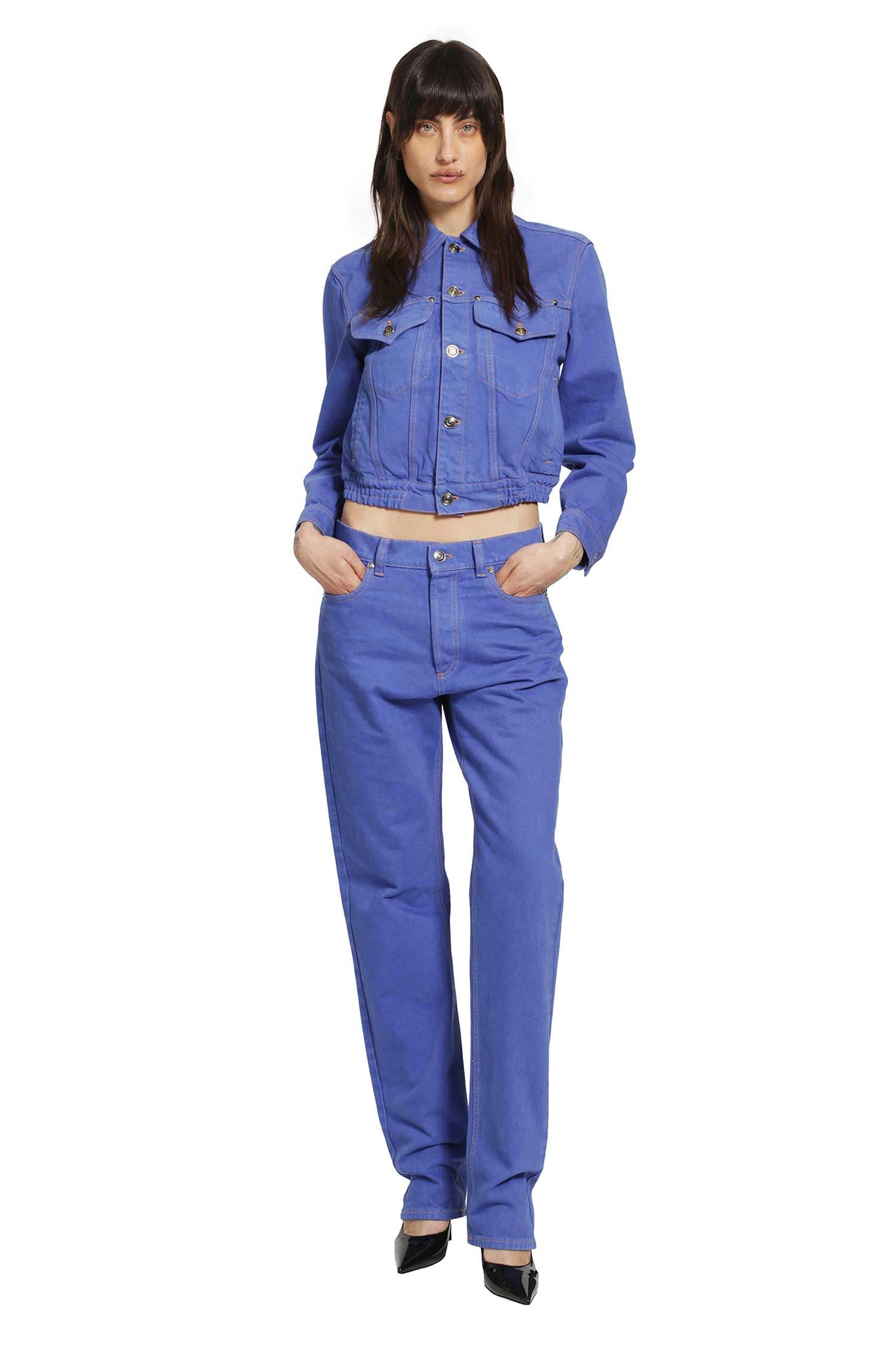 VERSACE WOMAN BLUE JACKETS