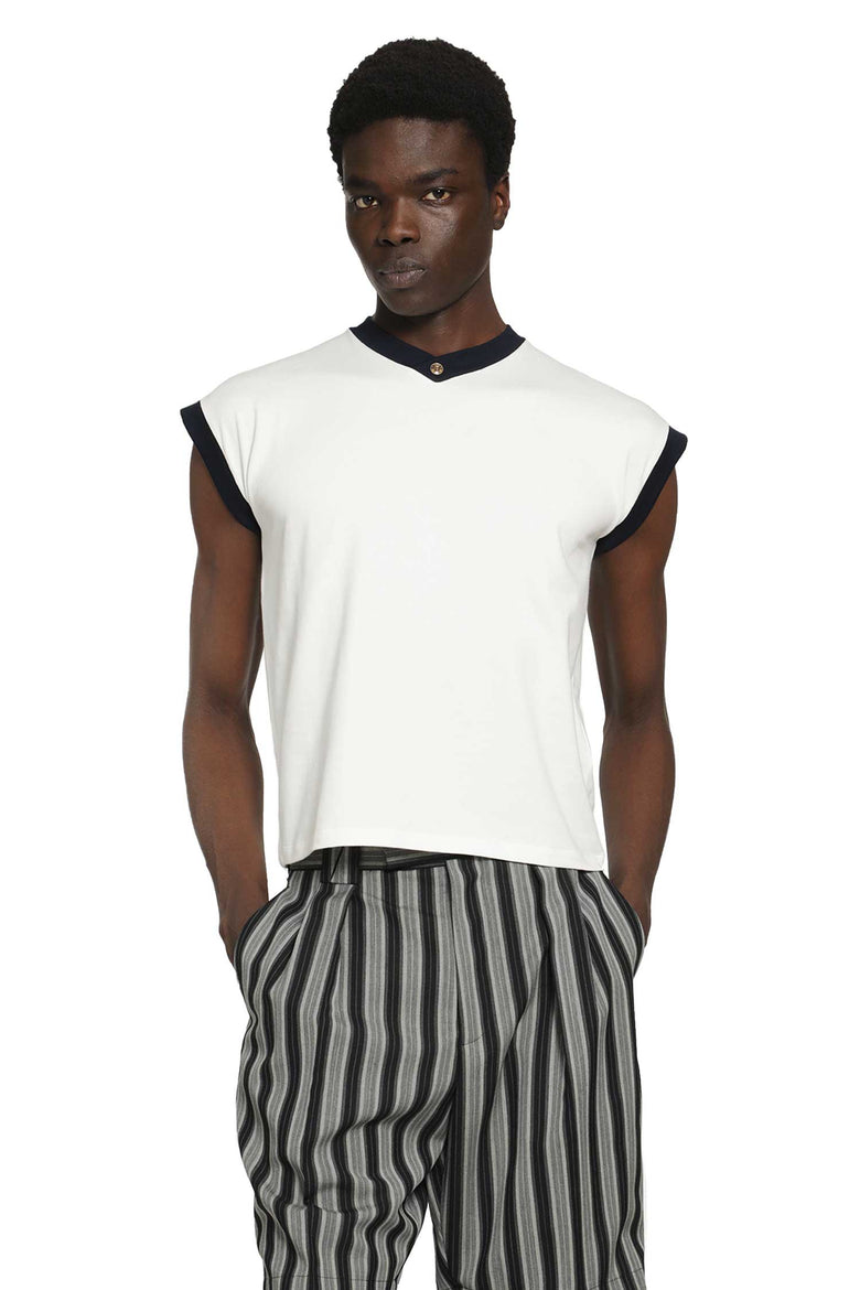 VERSACE Stretch Cotton Jersey V-Neck T-Shirt man