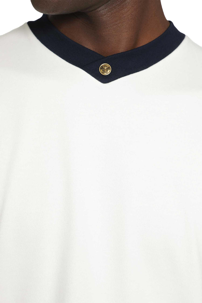 VERSACE Stretch Cotton Jersey V-Neck T-Shirt man