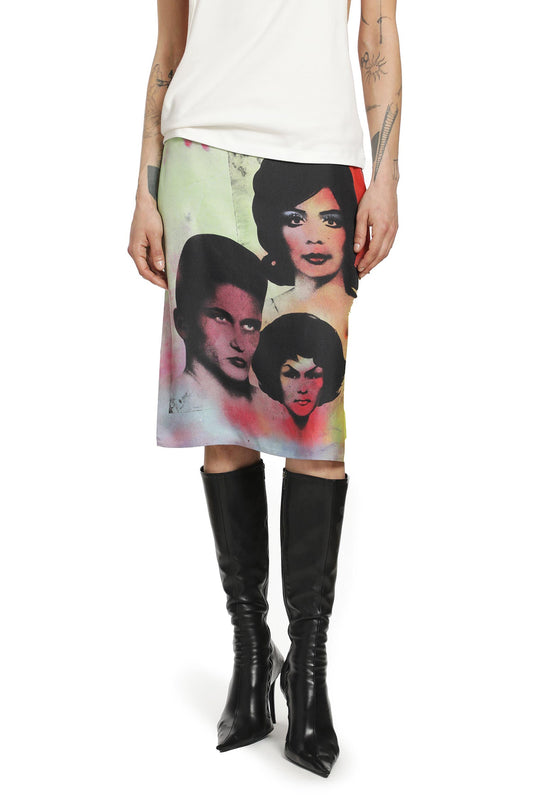 ''The Party'' Print Silk Twill Skirt