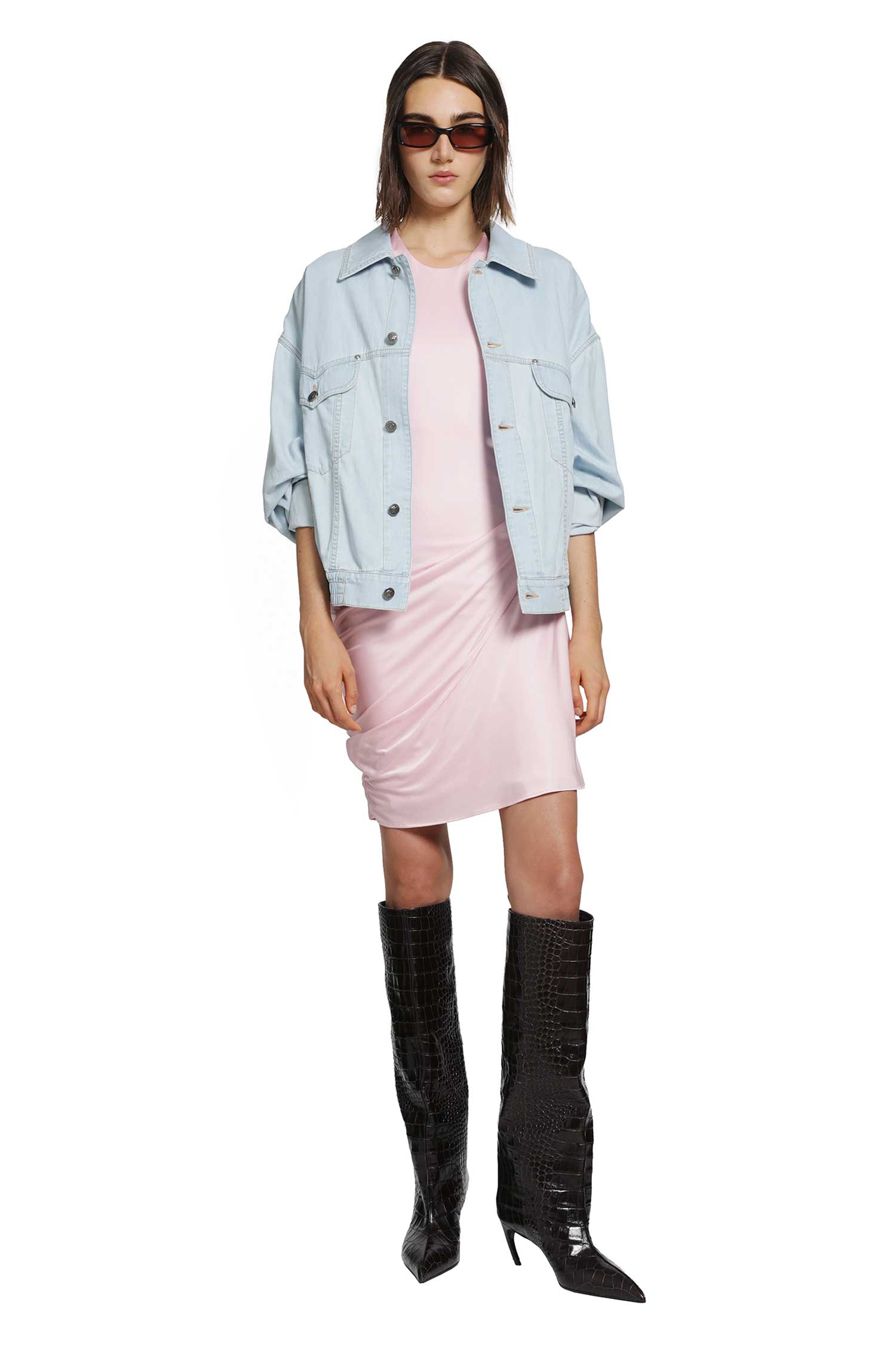 VERSACE Viscose Jersey Draped Mini Dress woman