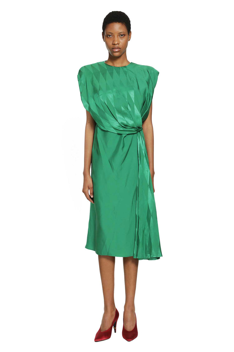 
              VERSACE Jacquard Silk Draped Midi Dress woman
            