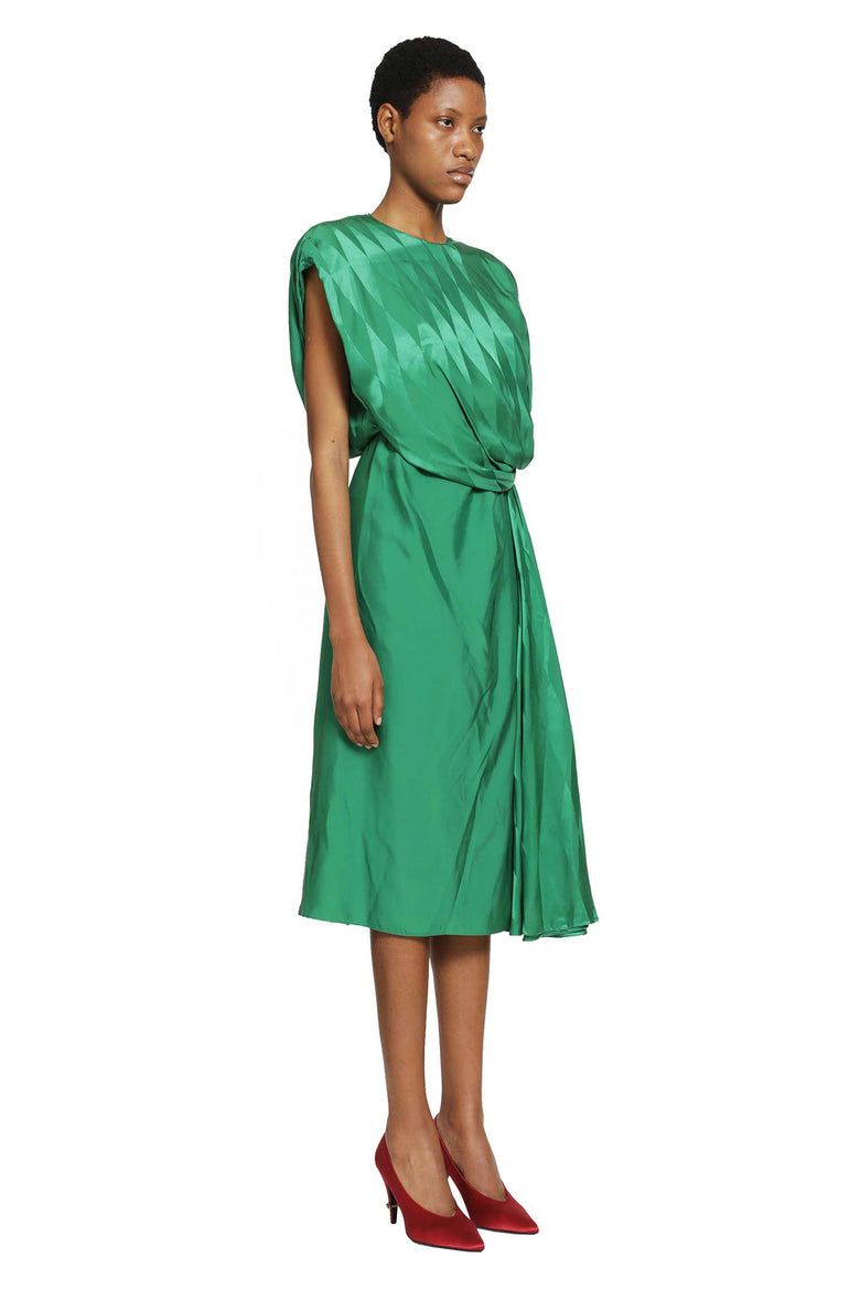 
              VERSACE Jacquard Silk Draped Midi Dress woman
            