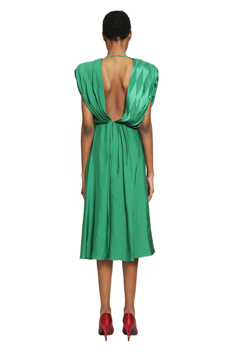 VERSACE Jacquard Silk Draped Midi Dress woman