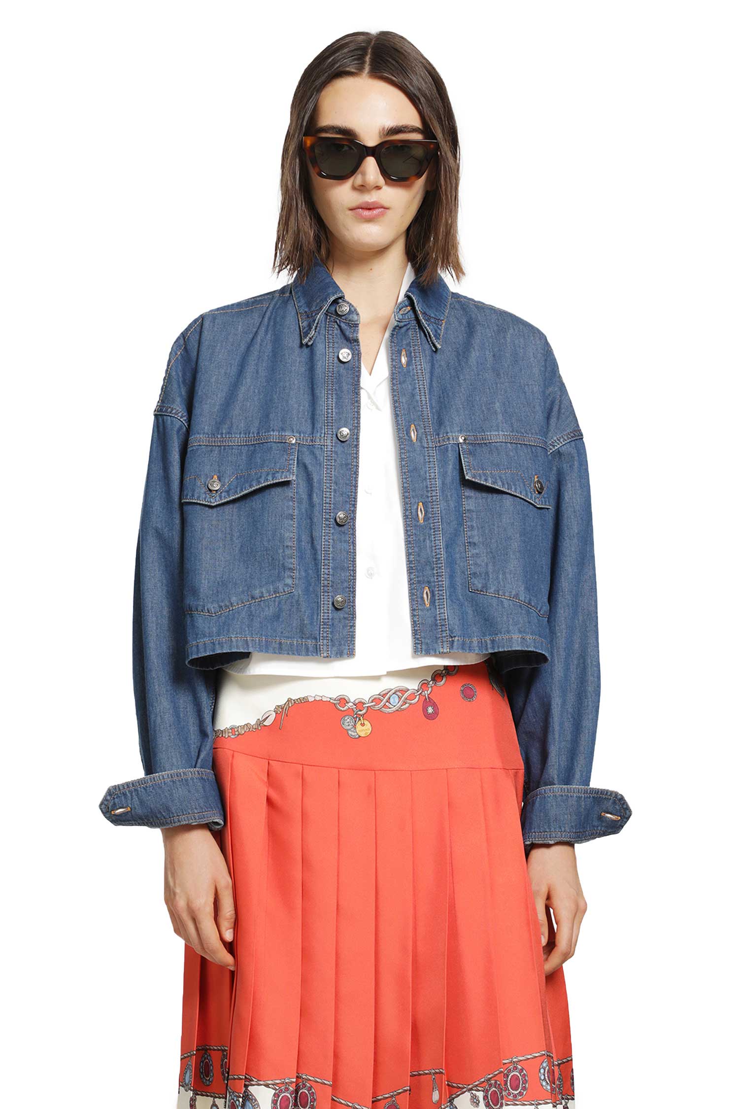 Chambray Denim Crop Shirt