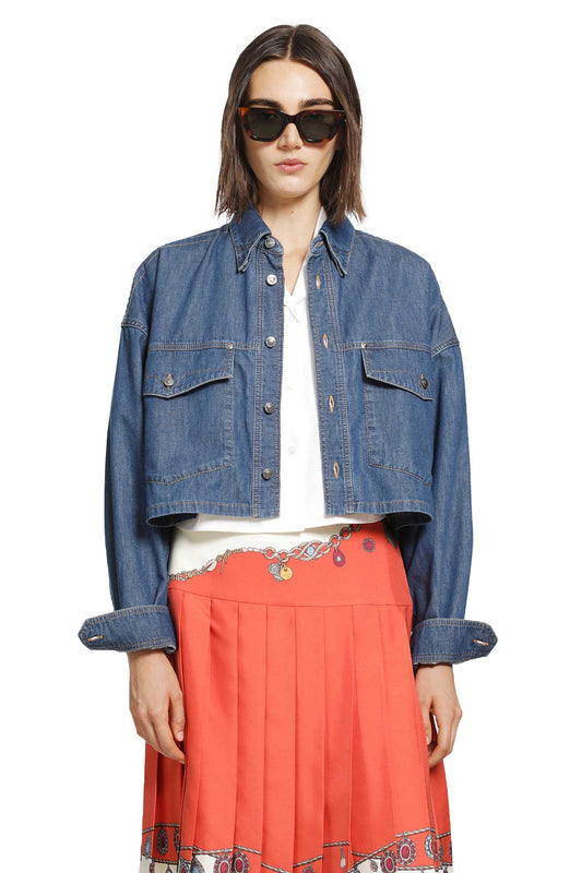Chambray Denim Crop Shirt