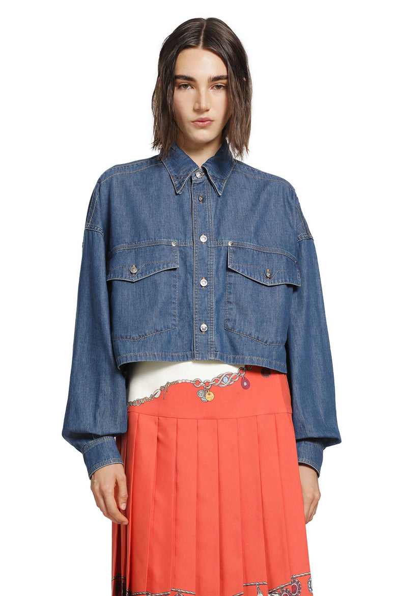 
              VERSACE Chambray Denim Crop Shirt woman
            