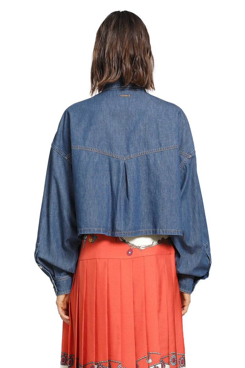 VERSACE Chambray Denim Crop Shirt woman