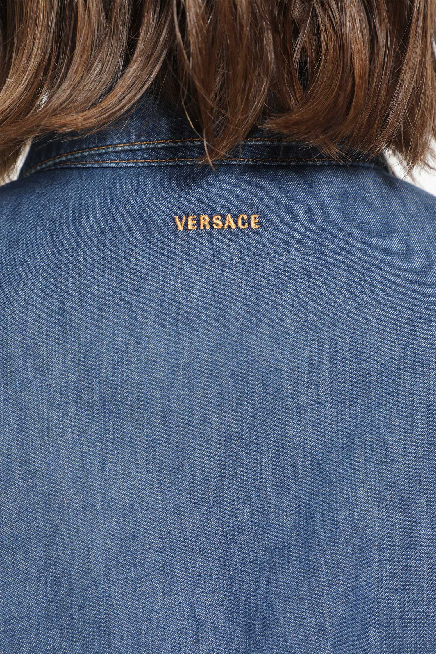 VERSACE Chambray Denim Crop Shirt woman