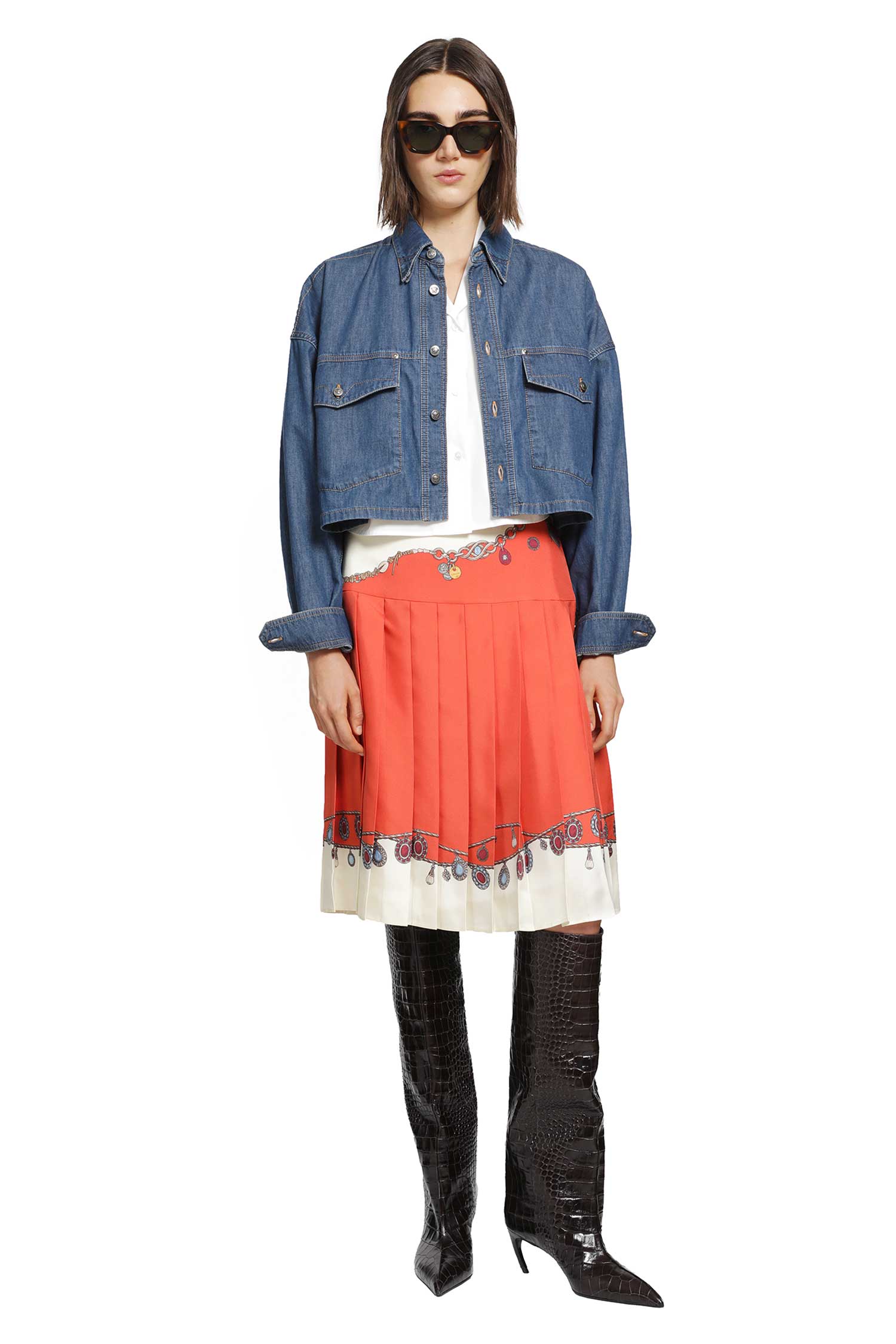 Chambray Denim Crop Shirt