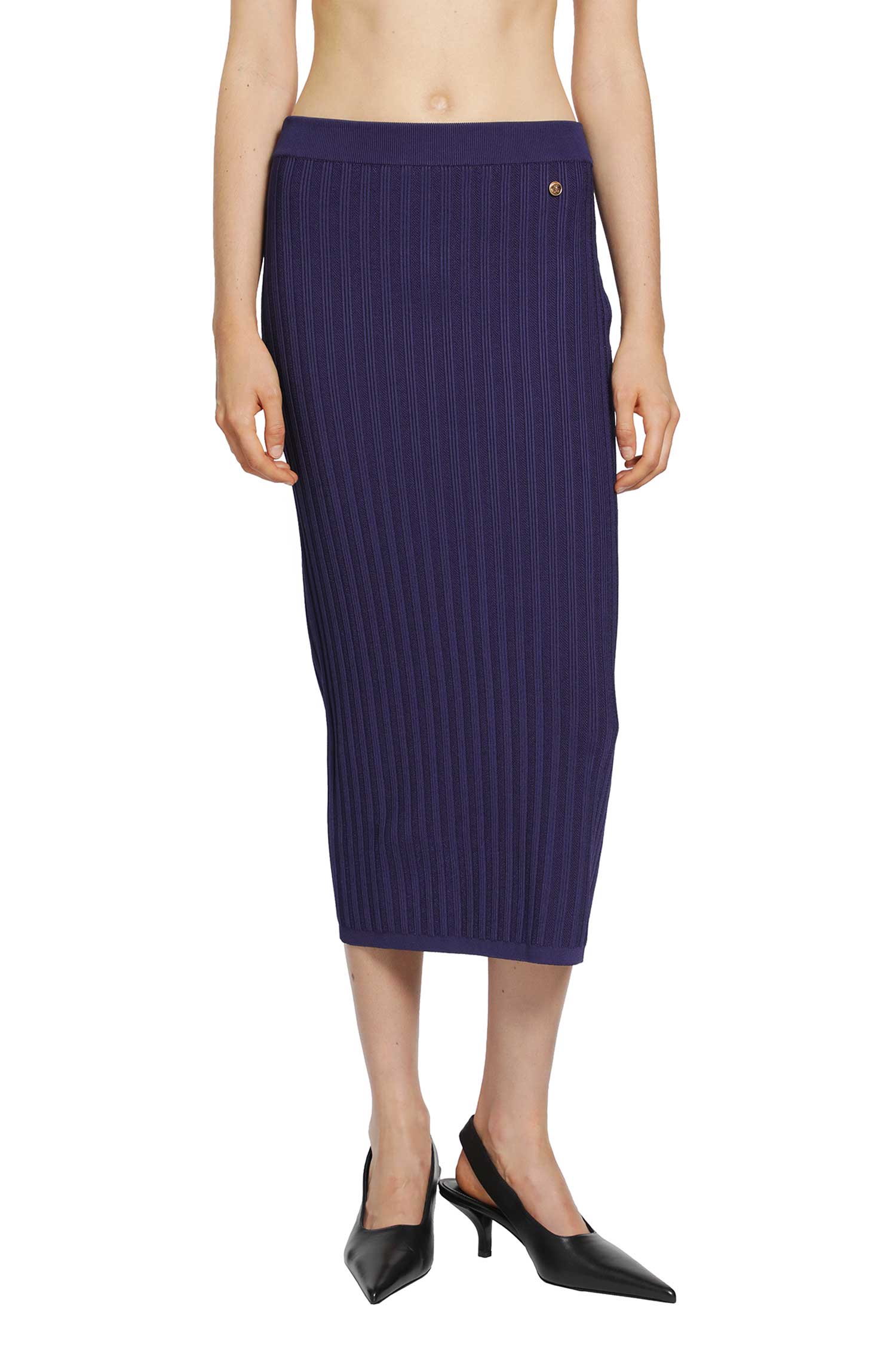 VERSACE Stretch Viscose Mesh Knit Midi Skirt woman