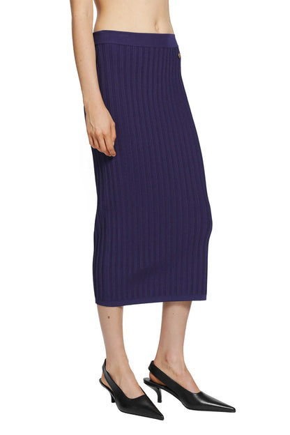 Stretch Viscose Mesh Knit Midi Skirt